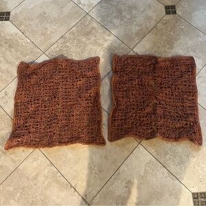 SET of 2 DRANSFIELD AND ROSS Crochet Pillow Cases Orange